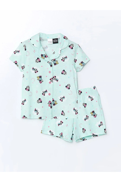 LC Waikiki LCW Kids tirkizna Minnie Mouse Štampano pidžama za devojčice sa šo...