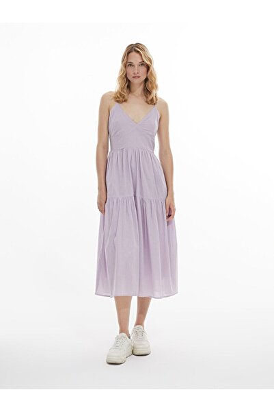 Ltb Rochie midi din popelin roz