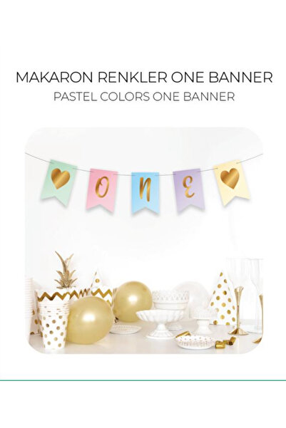 Partifabrik Macarons Culori One One Year Banner Ornament