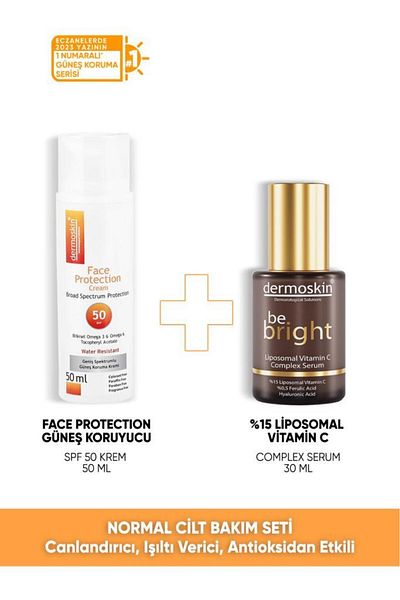 Dermoskin Normal Skin Care Set - Face Protection Spf 50 50ml Be Bright Liposomal Vitamin C Complex Serum