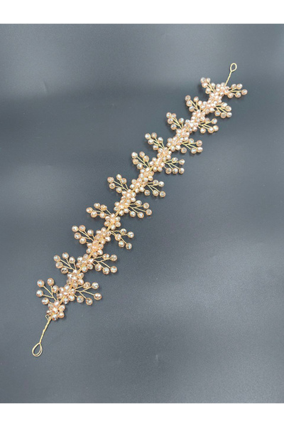 mim eşarp Boncuklu, Çiçekli Kristal Gelin Tacı Saç Ve Türban Aksesuarı