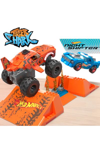 mattel Hot Wheels Monster Truck Mega Set Constructie Cursa Tiger Shark Chomp