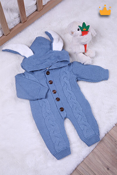 Babyhola Triko Içi Velsoft Kız Erkek Bebek Tavşan Kulaklı Tulum 2800