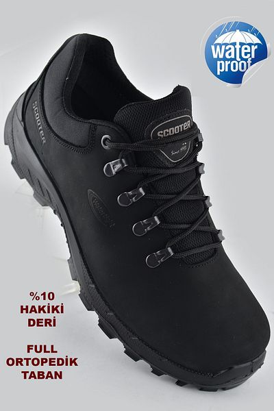 Scooter 1230 Orthopedic Waterproof Γνήσιο Δέρμα Εξωτερικά Μαύρα Ανδρικά Παπούτσια Μπότες