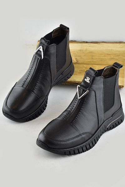 ISPARTALILAR 1833 Full Orthopedic Μαύρο Γνήσιο Δερμάτινο Γυναικείες Μπότες Παπούτσια Mother Winter Leather Boots