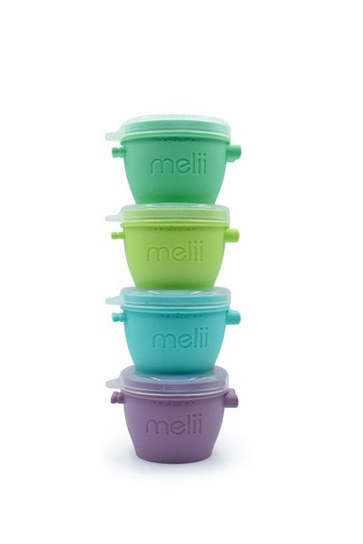 Melii SADA 4 SILIKONOVÝCH NÁDOB SNAP&GO, MELII, 4*177 ML
