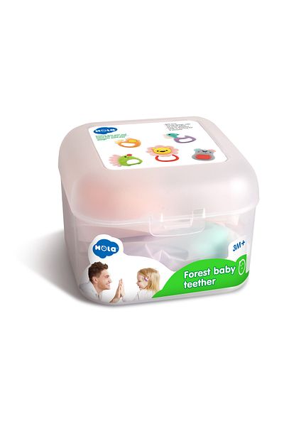 Jucarii Bebe SET OF 5 TEETHING TOYS IN A BOX FOREST BABY
