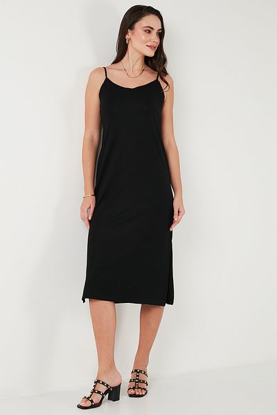 Lela Regular Fit Rope Strap Slit Detail Midi Dress Dress 5866128