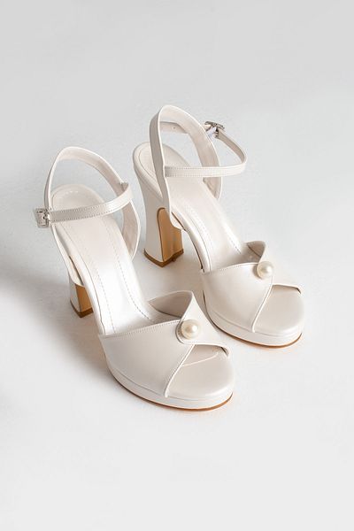 es exello Pearl Detailed Platform 10 cm Heel Bridal Shoes