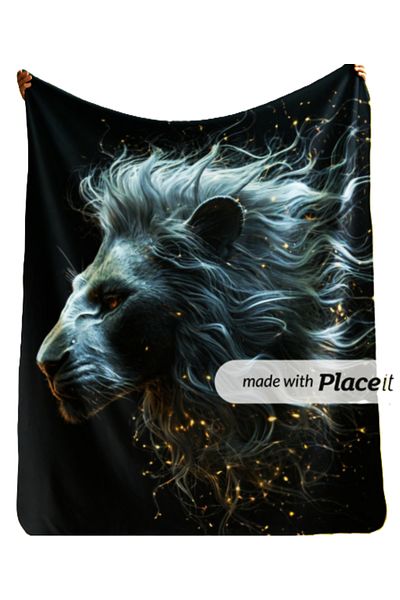 Elmas Dizayn Special Design 150X220 cm Tv Seat Bed Blanket Stain-Proof Antibacteria Lion