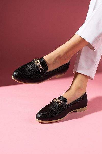 FUGA MODA Meralis Black Round Object Detail Аксесоари Ежедневни обувки Loafer Balerines