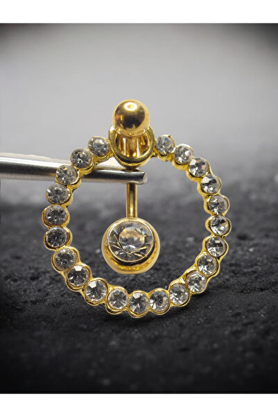 BEZO Göbek Piercing Cerrahi Çelik Altın Renk Sallantılı