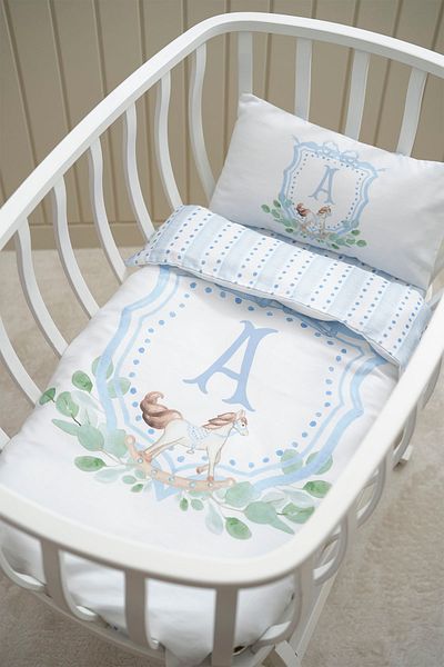 Pithy Letter a Mother's Side Duvet Cover Set (60X100) - Blue Private Series