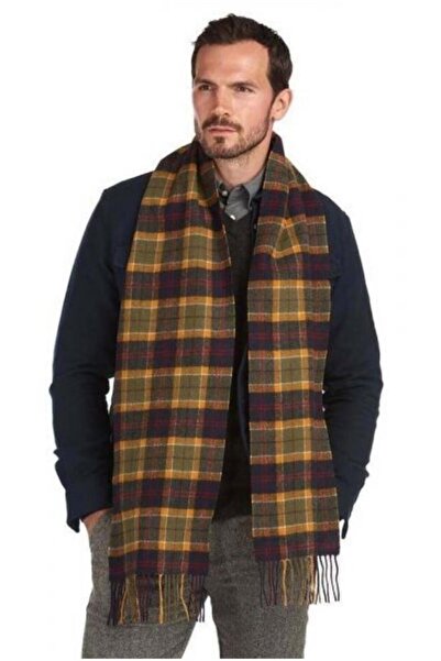 Barbour Unisex Tartan Yün Atkı (%100 LAMBSWOOL) Gn31 Green-navy-red