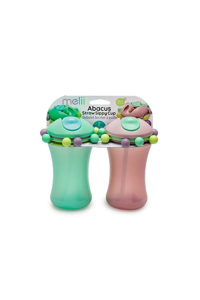 Melii Sada 2 brčkových kelímků Abacus, Melii, růžovo-zelené