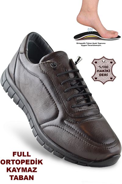 ISPARTALILAR 909 Full Orthopedic Sole Genuine Leather Men's Shoes Women's Shoes Anti-Slip Sole Unisex Shoe Rubber