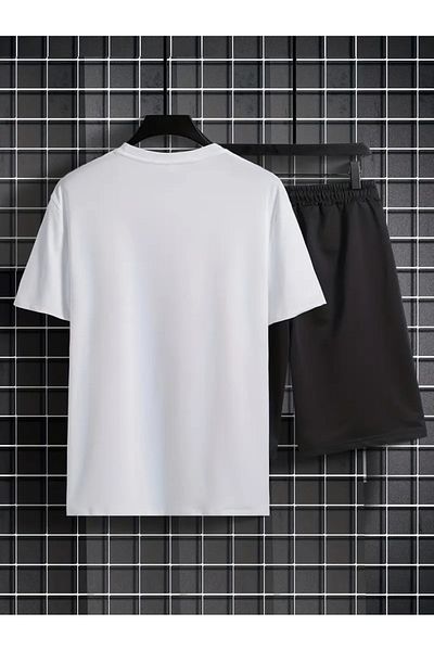 FULL TOLERANCE Yd Design Poker and Rose Flower Printed Unisex Oversize Shorts T-Shirt 2-Piece Set