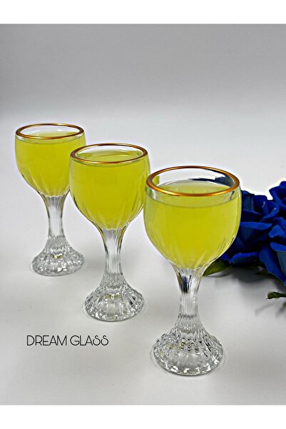 Dream glass 6 KİŞİLİK GOLD DETAYLI AYAKLI ŞIK KAHVE YANI BARDAĞI TAKIMI