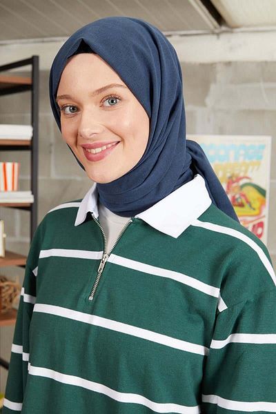 FİVESCARF Γυναικείο βαμβακερό ανοιχτό μπλε Navy Blue Harman σάλι