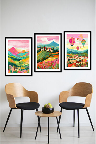 kutuTR Dekorize Mdf Tablo Seti 3 Parça 3 Mm - Salon Oturma Odası Için Bohem D...