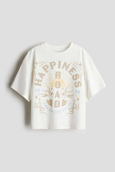 H&M تي شيرت قطني كبير الحجم