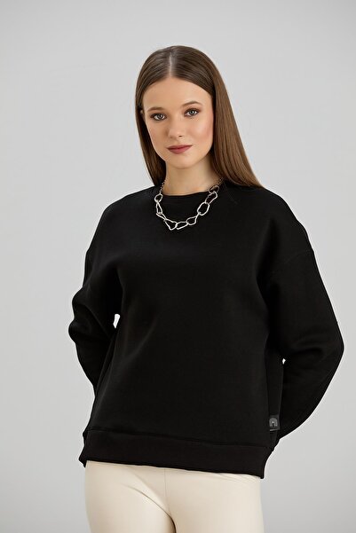 Sortie Hanorac pentru femei guler rotund Regular Fit Midi, cu trei fire, culo...