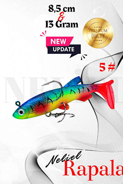 1 Pc 8.5cm 13gr Soft Silicone Backed Double Needle, Silicone FAKE Fish, T Tail, Wobbler T-tail