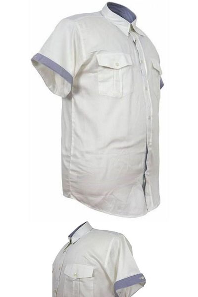 marufshop Ανδρικό κοντομάνικο πουκάμισο μεγάλου μεγέθους, κατάλληλο για λευκό βάρος 105 κιλών