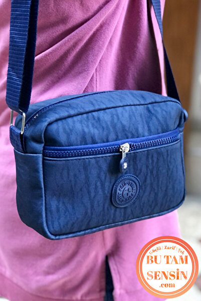 Bu Tam Sensin Lacivert Kadın Su Geçirmez Krinkıl Kumaşlı Fermuarlı 3 Bölmeli ...