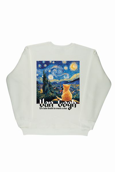 By Caspita Fashion Hanorac alb oversize unisex cu imprimeu pe față și spate Lenithra Starry Night