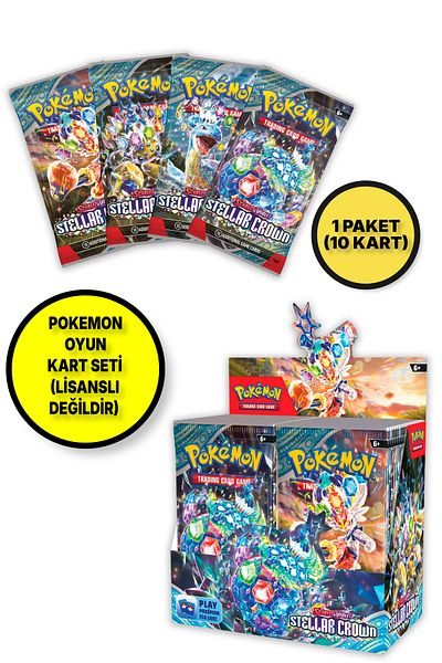 TOYFEST بطاقة ألعاب Pokemon TCG الرسمية No Card Scarlet & Violet Stellar Crown Booster Pack 1 Pack (10 بطاقات)