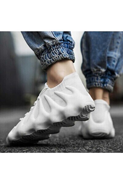 Elisay Moda YÜRÜMEK BIZIMLE GÜZEL Beyaz Sneaker Triko Spor Unisex Ayakkabı 1 Beden Büyük Tercih Etmelisiniz.