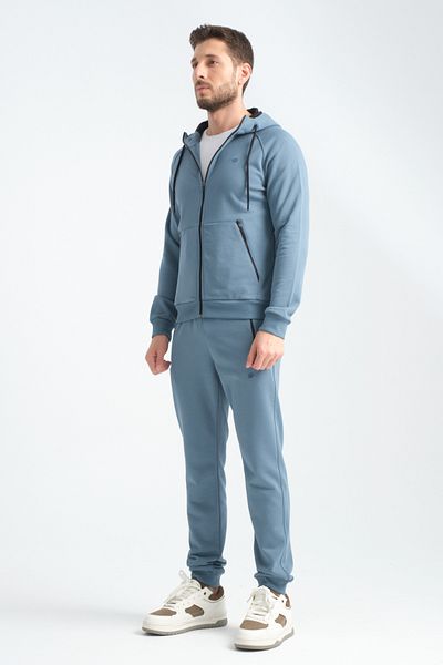 Shooter Forest Green Men's Tracksuit Set Seasonal Minimal Logo Zipper Detailed Hoodie