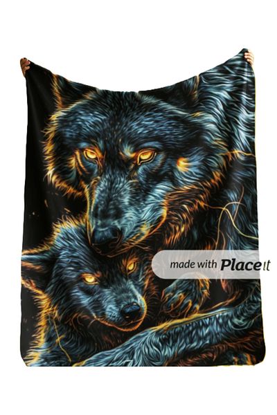 Elmas Dizayn Special Design 150X220 cm Tv Seat Bed Blanket Stain-Proof Antibacteria Wolf