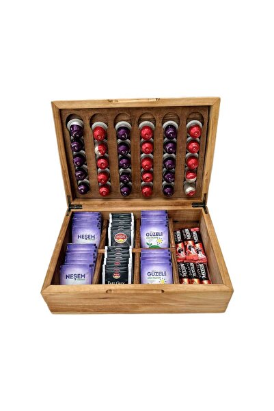 KOYMENWOODS Kapsül Kahve Standı Nespresso & Jacobs Uyumlu Kapsül Kahve Ve Poşet Çay Kutusu Kabartma At figürü