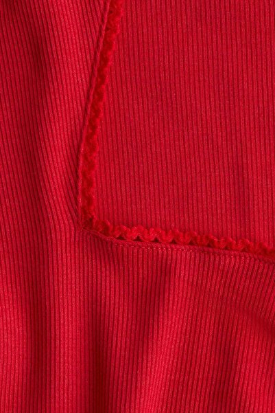 H&M Ribbed sweetheart-neck top