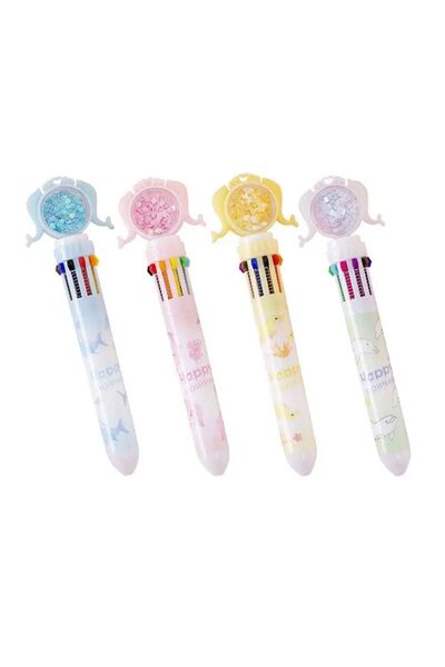 Modellino 10 Renk Yazan Multi Color Balıklı Çoklu Tükenmez Kalem - Gövde Rengi Seçmeli 1 Adet