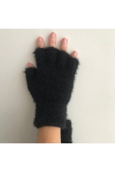 MODA Esnek Yumuşak Dokulu, Peluş Parmaksız Eldiven- Yarim Parmak Eldiven - Si...