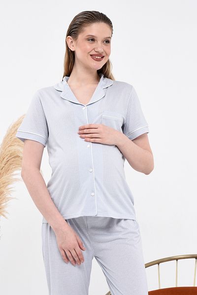 LadyMina Pijama Set de pijamale de maternitate cu dungi Lausa - Lounge cu maneca scurta