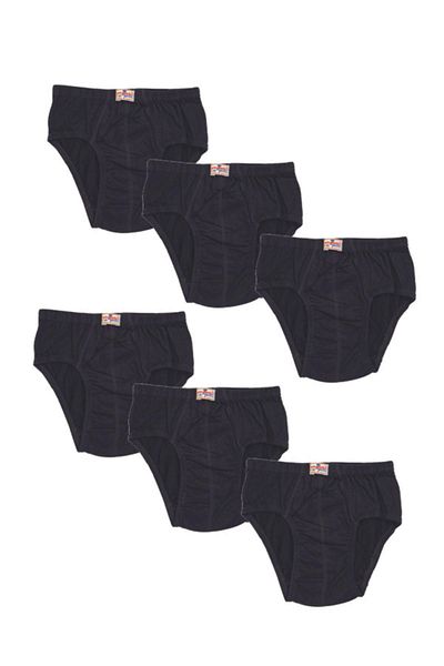 Ceylanoğlu Boy's Black Combed Cotton Panties 6 Pack