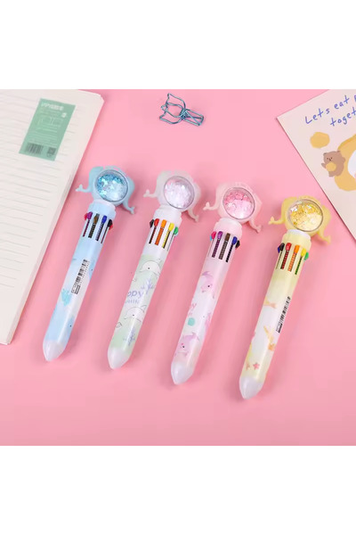 Modellino 10 Renk Yazan Multi Color Balıklı Çoklu Tükenmez Kalem - Gövde Rengi Seçmeli 1 Adet