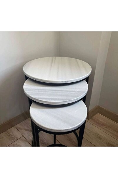 Home 3lü ZİGON  BEYAZ MERMER SEHPA