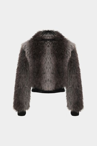 Açelya Okcu Premium Baby Collar Zippered Faux Fur Women's Bomber Jacket