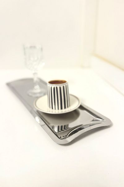 FİTHOME 6 Pcs Rectangular Stainless Coffee Presentation Tray Modern Design