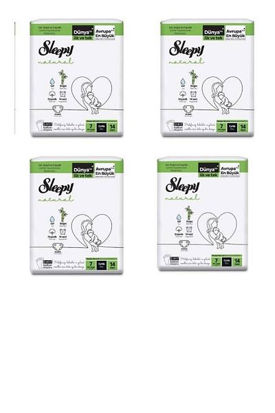Sleepy Natural Size 7 Xxlarge 14 Pack Baby Diapers 20-30 kg (14*4 Packs of 56 Pcs)