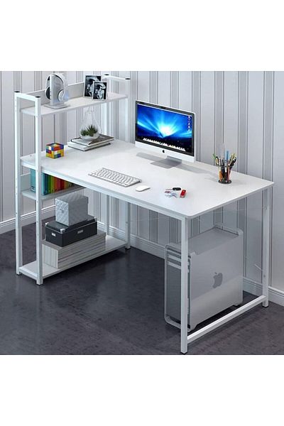 1st Computer desk with bookshelf - 120x55x110 cm - white