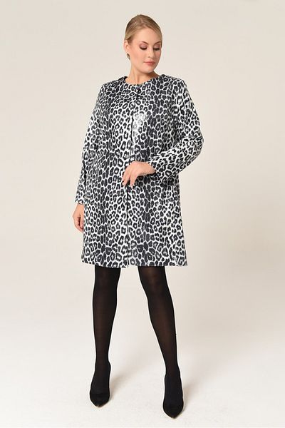 Hitit Butik Black Leopard Patterned Coat