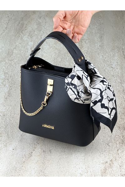 Armine Stylish Shoulder Bag with Gold Chain Detail + Scarf Gift
