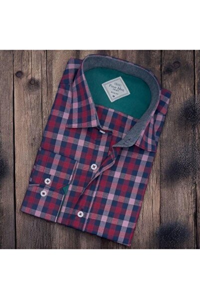 EREN STYLE Pamuk paketa crvene muške košulje dugih rukava ( Slim fit uzorka)