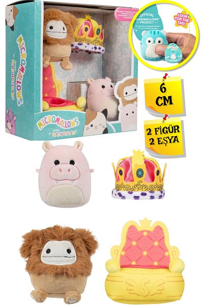 TOYFEST مجموعة ألعاب Micromallows Squishmallows Mini الناعمة المصنوعة من القطيفة مكونة من شخصيتين + ملحقتين - 6 سم - MOD-4
